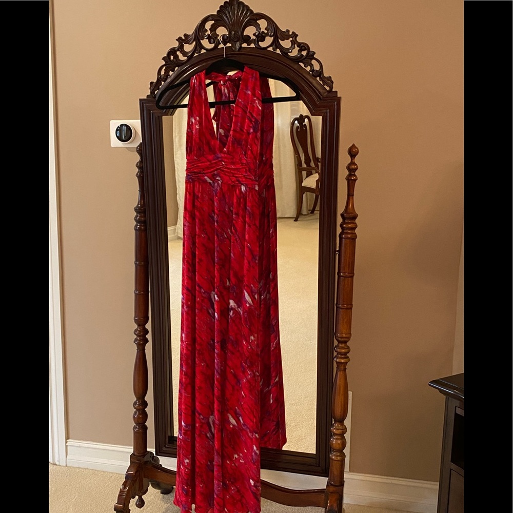 Alice and Olivia Red Multicoldered Maxi Dress